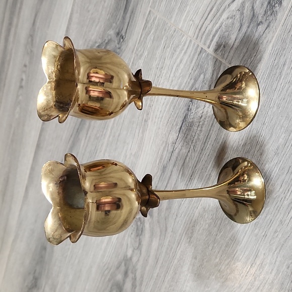 Vintage Accents Vintage Brass Tulip Candle Holders Poshmark